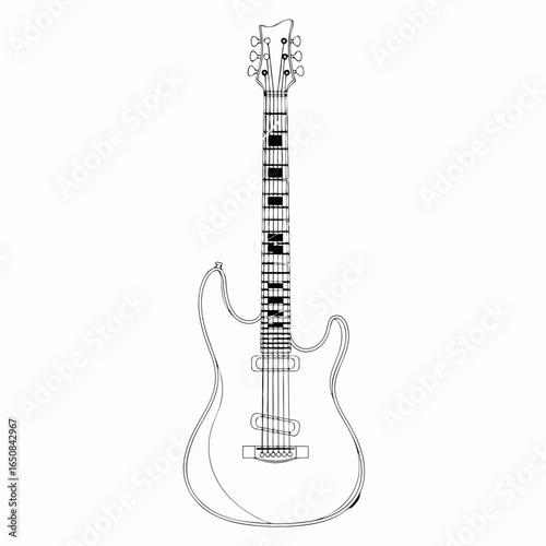 Electric Guitar Line Drawing: Classic Silhouette for Music Enthusiasts and Creative Designs, A Timeless Icon  for Musical Expression and Graphic