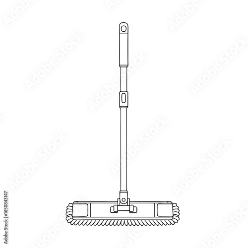 Line Drawing Illustration of a Modern Flat Mop for Cleaning and Maintenance of Floors Minimalist Style