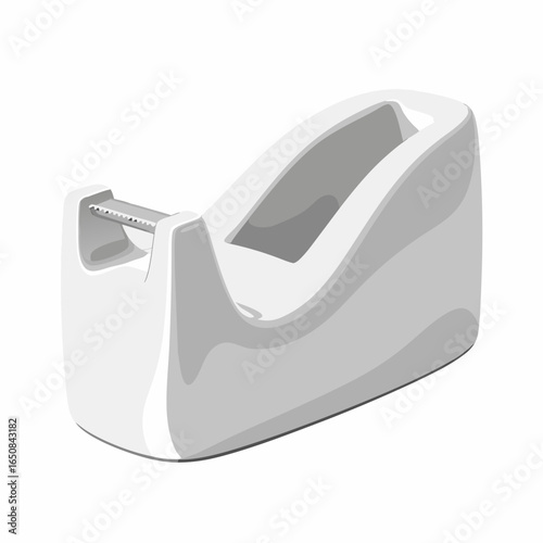Simple white tape dispenser isolated on a pristine background for office or home use apparatus   stationery