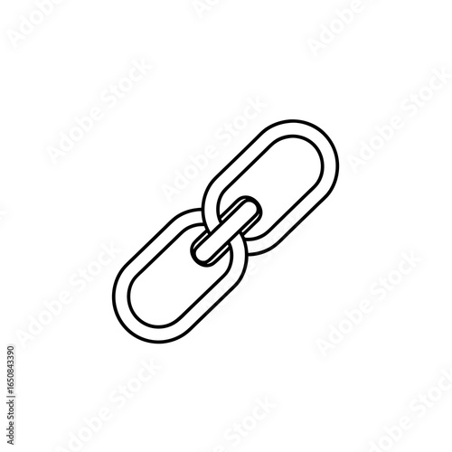 Minimalist chain link representation in monochrome style, a symbol of connection, relation, and unity depicted with smooth flowing line technique