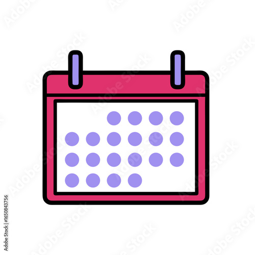 Stylized calendar icon with circular date markers evoking scheduling and events reminders minimalist design with bright palette and thin outline