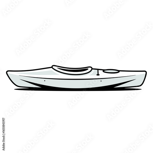Simple white kayak illustration for outdoor adventures and recreational water activities