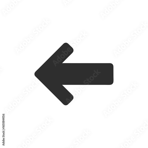 Simple directional arrow icon emphasizing navigation and pointing left, suggesting reversal and indication 86 characters