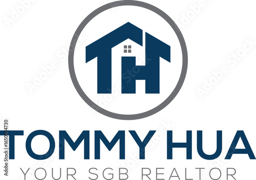 TH initial monogram logo for real estate with home shape creative design