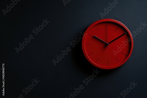 Wallpaper Mural Red Clock on Black Wall Torontodigital.ca