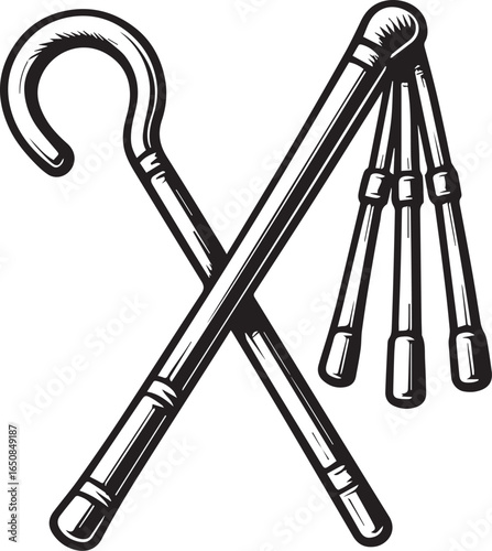 Tattoo design of crook and flail