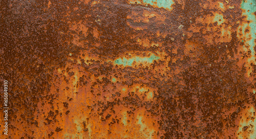 Rusty Metal Texture with Weathered Paint and Orange Corrosion Surface