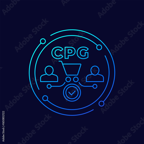 CPG icon, Consumer Packaged Goods, retail and business, linear design