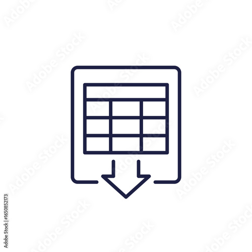 export spreadsheet line icon on white