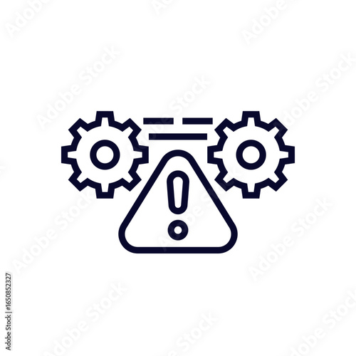 Operational disruption icon with gears on white