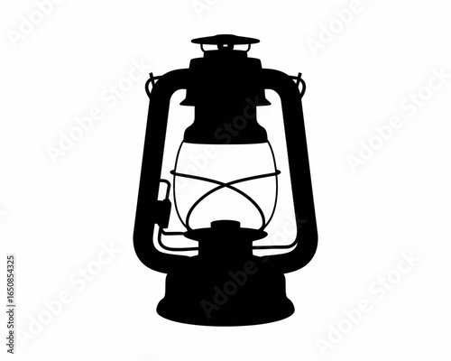 Classic kerosene lantern silhouette isolated on white background