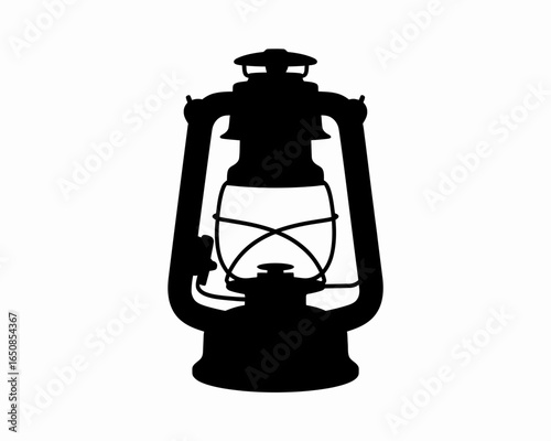 Classic kerosene lantern silhouette isolated on white background