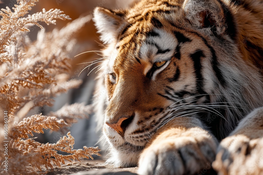 Fototapeta premium A tiger sunbathing
