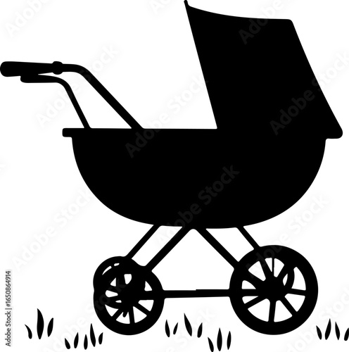 silhouette of a baby carriage