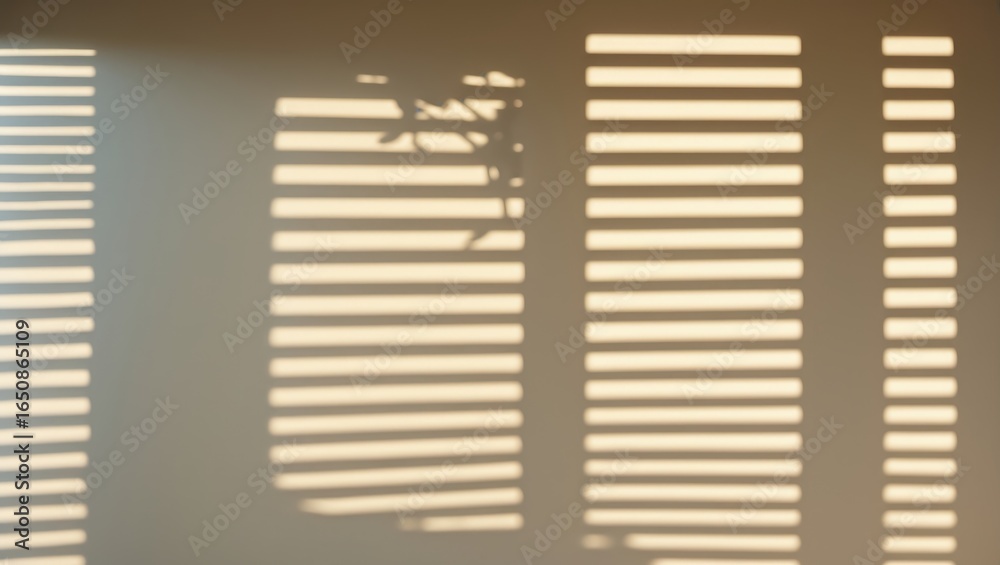 Fototapeta premium Light and shadow patterns created by window blinds.