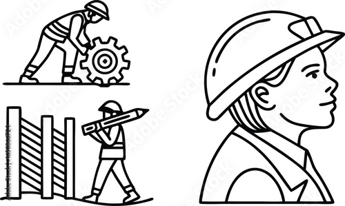 Skilled construction workers diligently building and planning, showcasing teamwork and industry expertise.
