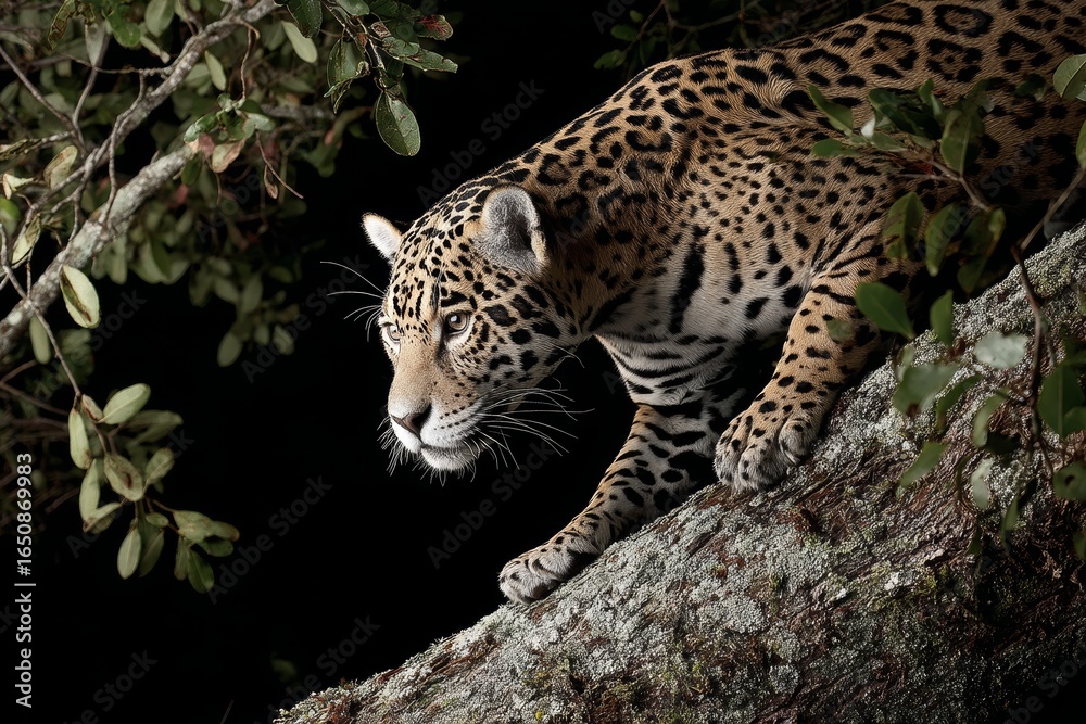 Obraz premium A jaguar climbing a tree