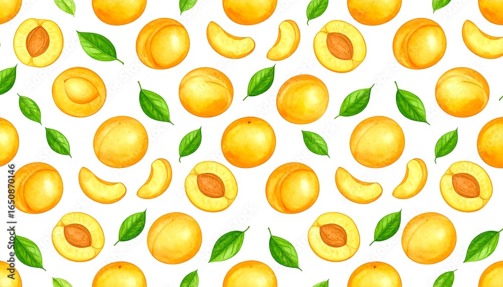 Apricot pattern with leaves
