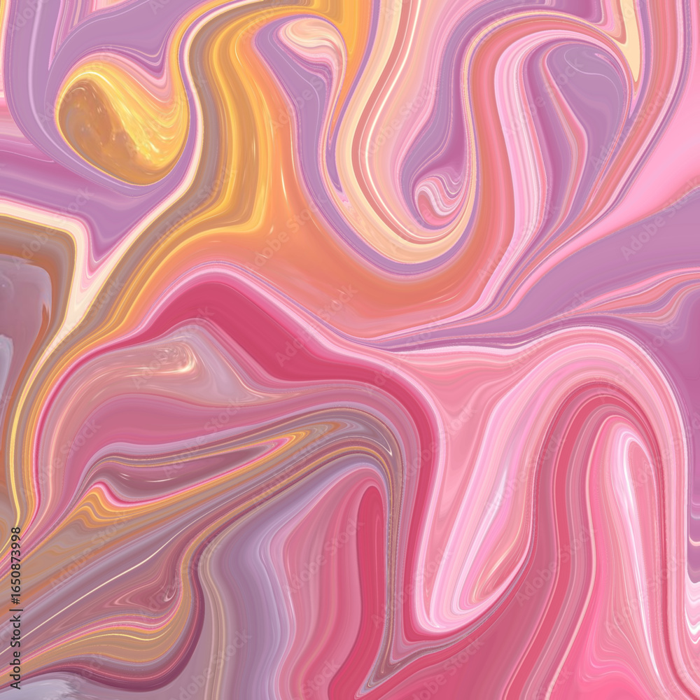 Obraz premium Vibrant pink and golden abstract swirl with fluid marble texture, perfect for modern background, art design, and creative fashion projects. Golden keywords included.