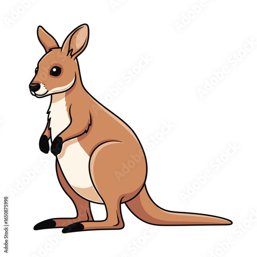 wallaby cartoon character isolated on a white background
