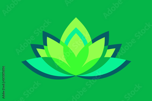Digital Lotus Illuminated in Fluorescent Light on Dark Surface