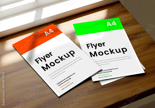 A4 Flyer Mockup with Sunlit Shadows