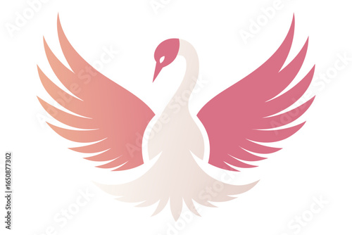 Elegant Swan with Wings Spread in a Graceful Pose