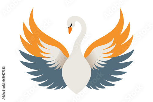 Elegant Swan with Wings Spread in a Graceful Pose