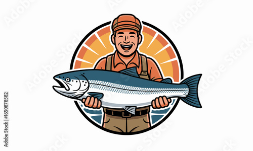 An enthusiastic fisherman showcasing his impressive fish catch outdoors, representing the happiness and thrill associated with fishing while enjoying the beauty of nature.