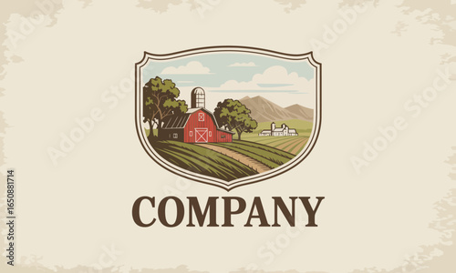 A rustic barn logo design encapsulating the essence of the countryside, ideal for companies in the agricultural field focused on authenticity and tradition in their branding.