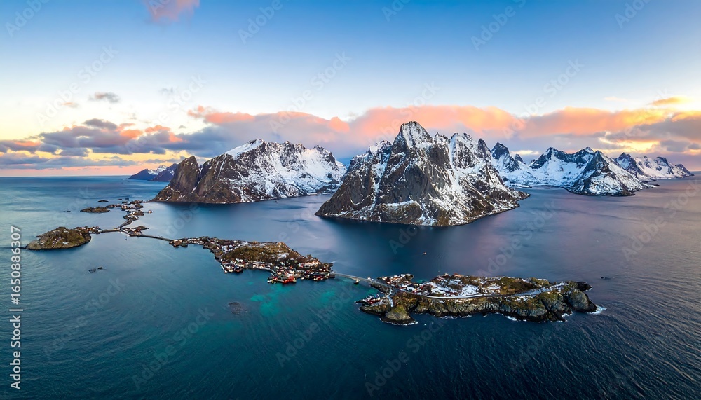 Obraz premium Arctic islands at sunset