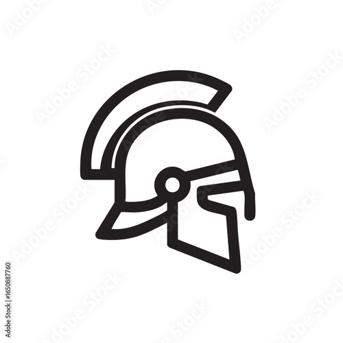  A black and white line drawing of a Roman helmet.