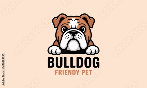 This captivating bulldog illustration showcases a stylish design that appeals to pet lovers and captures the friendly, loyal nature of this beloved breed.