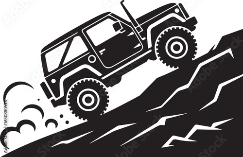 Rugged 4x4 climbs steep rocky terrain with power