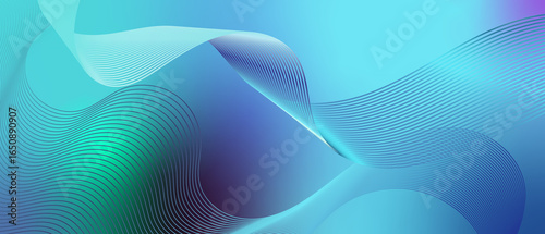 Wallpaper Mural Dynamic abstract gradient background with flowing blue and green wave lines. Perfect for modern design, digital art, web templates, presentations, and futuristic technology visuals. Torontodigital.ca