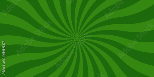 Comic green abstract background with beams radial and halftone effects, empty green comic style zoom lines background, Superhero comic book poster background with halftone print effect.