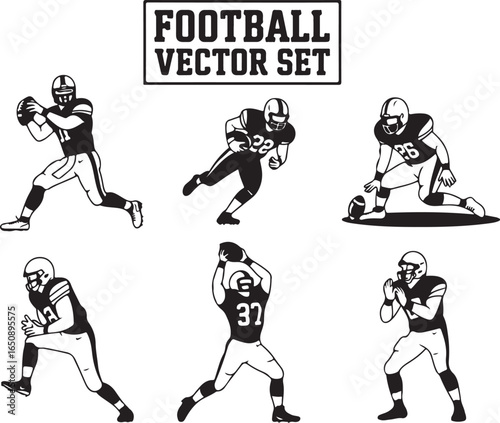 Dynamic football players capture action, power, and victory moments