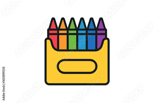 Colorful Crayon Box Icon (Vector)