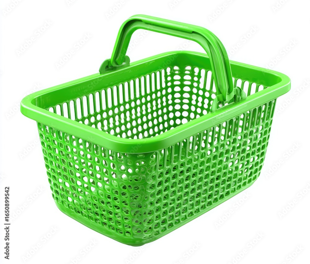 Fototapeta premium Bright green plastic shopping basket (1)