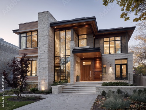 Contemporary Residential Architecture with Clean Lines and Neutral Tones in Daylight