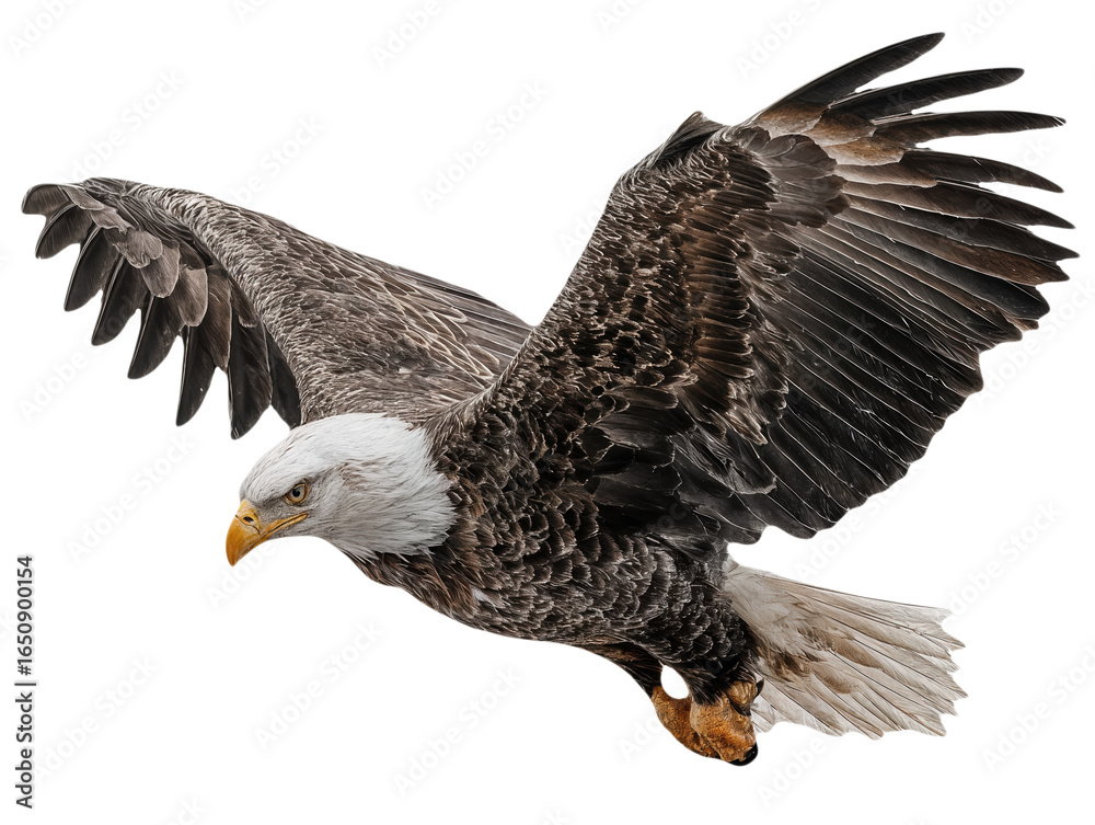 Fototapeta premium Majestic Bald Eagle in Flight Isolated on White Background Vector Illustration for Wildlife and Nature Designs