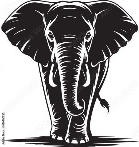 Majestic elephant front view striking stance powerful presence