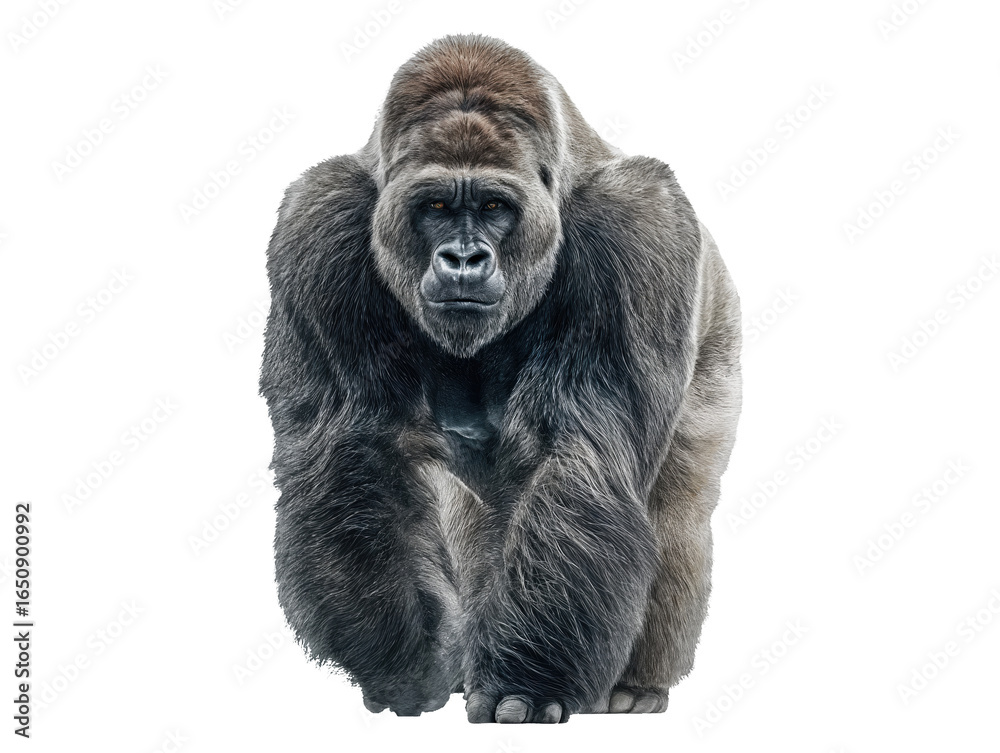 Fototapeta premium Realistic Gorilla Walking Forward Isolated on White Background