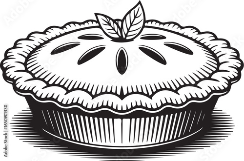 Delicious baked pie with fresh mint garnish, perfect treat