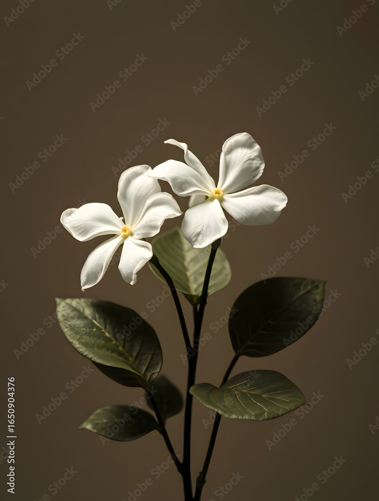 Obraz premium white flower on black background