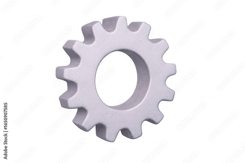 Rotating white textured gear in 3d rendering, symbolizing industrial precision and mechanical engineering innovation Rotating white textured gear in 3d rendering, symbolizing industrial precision and mechanical engineering innovation