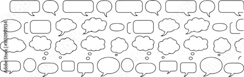 Speech and thought bubble icon set, dialog cloud, text box, comic speech bubbles, chat, communication symbols, outline vector