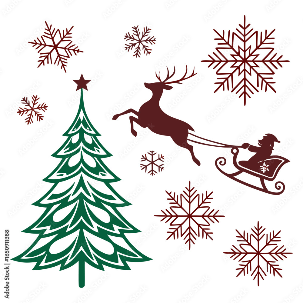 Fototapeta premium Christmas Tree vector. Christmas Tree With Baubles And Blurred Shiny Lights., Magic Xmas tree made from blue lights on dark background. Decorated Christmas Tree