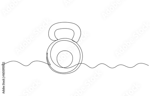 Kettlebell One Line Drawing, Minimalist Fitness Icon, Continuous Line Kettlebell Illustration, Gym Equipment Outline, Minimal Workout Art, Single Line Kettlebell Vector