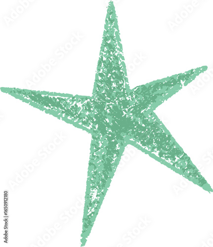 Star with crayon texture. Chalk and pastel pencil hand-drawing shape. Sketch element for collage like kids drawings. Doodle cute twinkle
